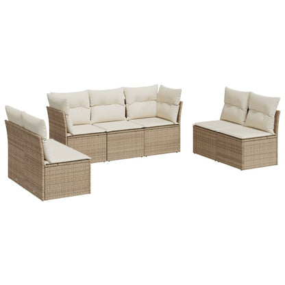 Set Divani da Giardino 7 pz con Cuscini Beige in Polyrattan | homemem39