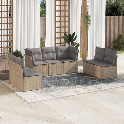 Set Divani da Giardino 7 pz con Cuscini Beige in Polyrattan | homemem39