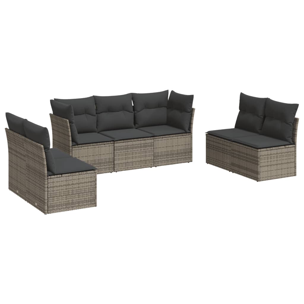 Set Divani da Giardino 7 pz con Cuscini Grigio in Polyrattan | homemem39