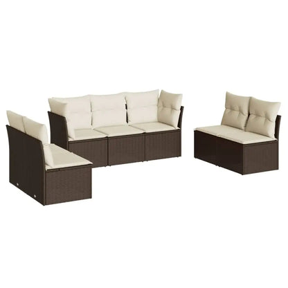 Set Divani da Giardino 7 pz con Cuscini Marrone in Polyrattan - homemem39