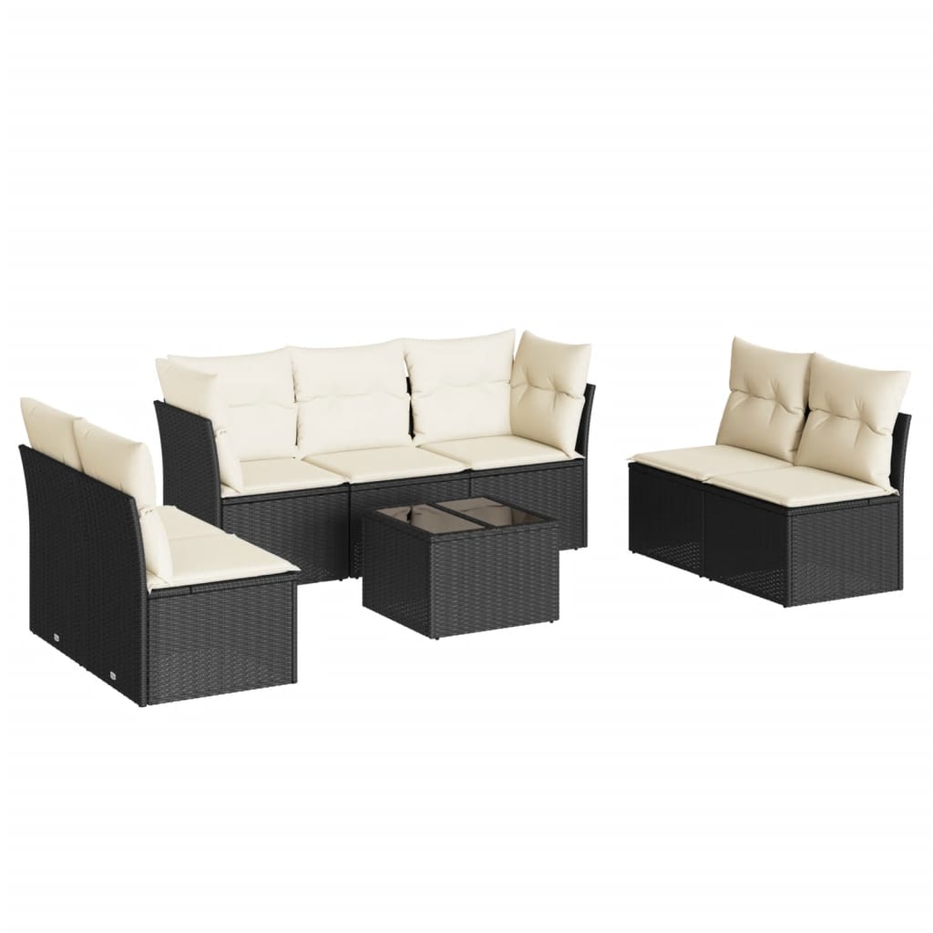 Set Divani da Giardino con Cuscini 8 pz Nero in Polyrattan
