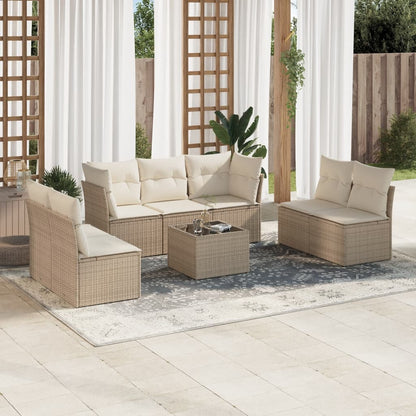 Set Divano da Giardino 8 pz con Cuscini Beige in Polyrattan | homemem39