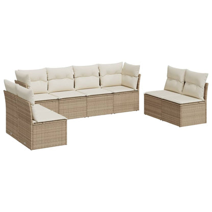 Set Divano da Giardino 8 pz con Cuscini Beige in Polyrattan | homemem39