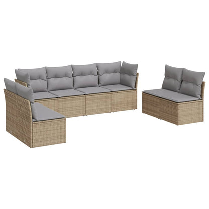 Set Divano da Giardino 8 pz con Cuscini Beige in Polyrattan | homemem39