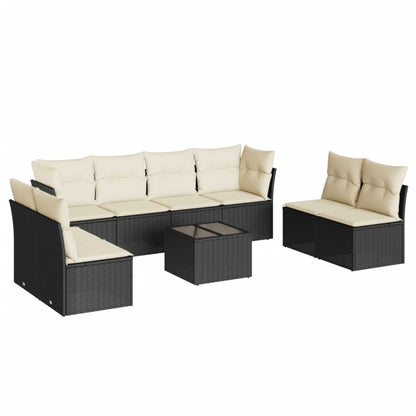 Set Divani da Giardino 9 pz con Cuscini Nero in Polyrattan