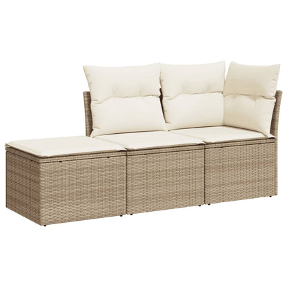 Set Divano da Giardino 3 pz con Cuscini Beige in Polyrattan | homemem39