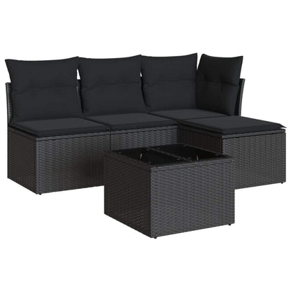 Set Divani da Giardino 5 pz con Cuscini in Polyrattan Nero - homemem39