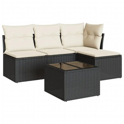 Set Divani da Giardino 5 pz con Cuscini in Polyrattan Nero - homemem39