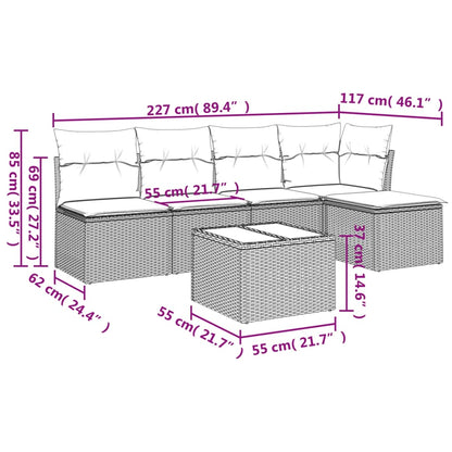 Set Divano da Giardino 6 pz con Cuscini Beige in Polyrattan | homemem39