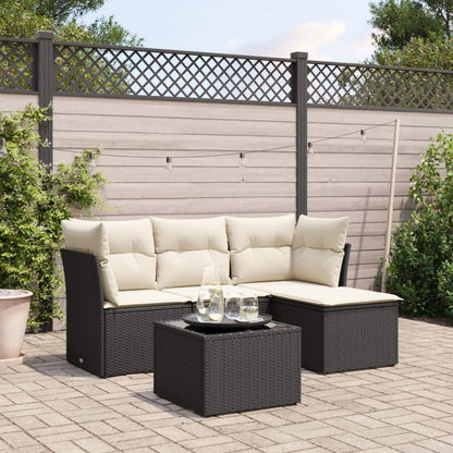 Set Divani da Giardino 5 pz con Cuscini in Polyrattan Nero - homemem39