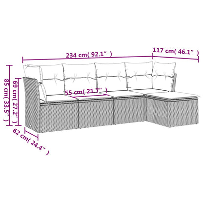 Set Divani da Giardino 5 pz con Cuscini in Polyrattan Nero | homemem39