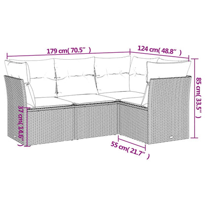 Set Divani da Giardino 4 pz con Cuscini Nero in Polyrattan | homemem39