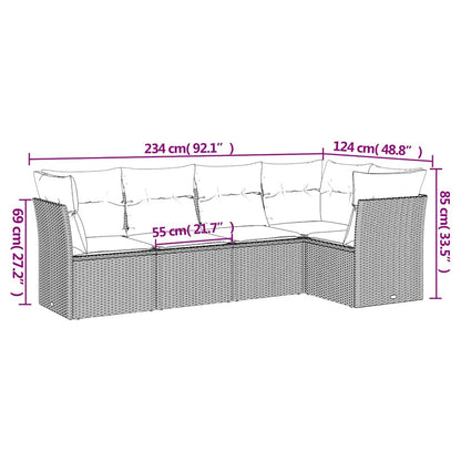 Set Divani da Giardino 5 pz con Cuscini in Polyrattan Nero | homemem39