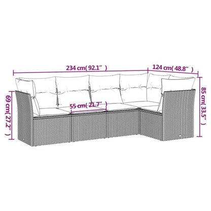 Set Divano da Giardino 5 pz con Cuscini Grigio in Polyrattan - homemem39