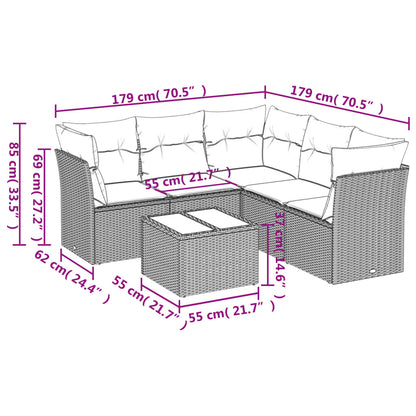 Set Divano da Giardino 6 pz con Cuscini Beige in Polyrattan | homemem39