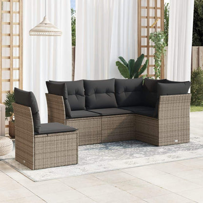 Set Divano da Giardino 5 pz con Cuscini Grigio in Polyrattan - homemem39