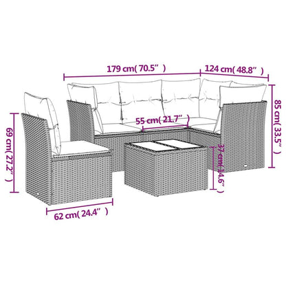 Set Divano da Giardino 6 pz con Cuscini Grigio in Polyrattan - homemem39