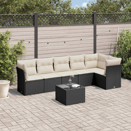 Set Divani da Giardino con Cuscini 7pz Nero Polyrattan - homemem39