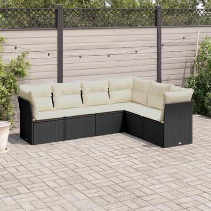 Set Divano da Giardino 6 pz con Cuscini Nero in Polyrattan - homemem39