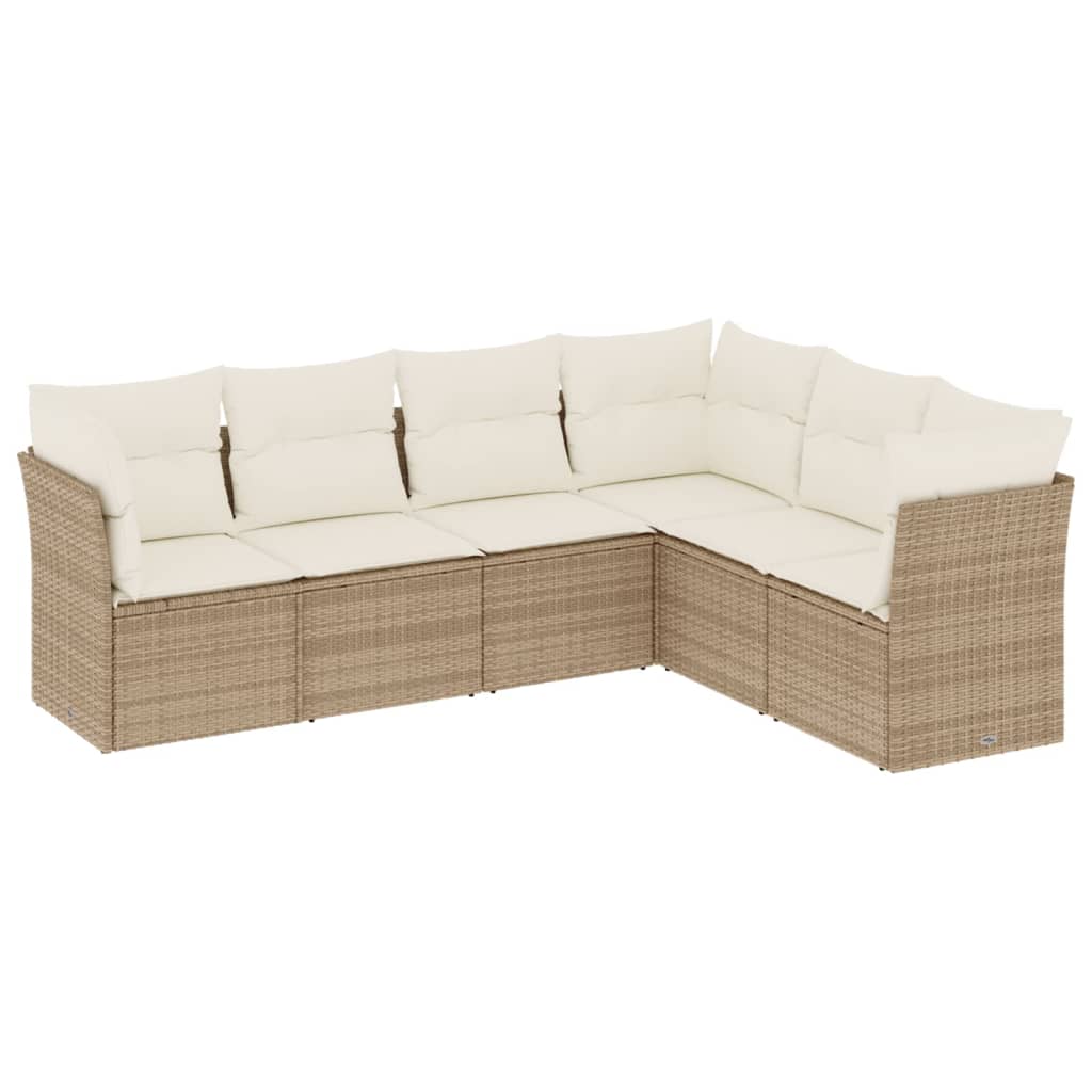 Set Divano da Giardino 6 pz con Cuscini Beige in Polyrattan | homemem39