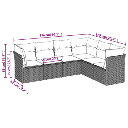 Set Divano da Giardino 6 pz con Cuscini Beige in Polyrattan | homemem39