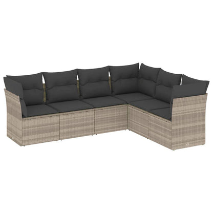 Set Divano da Giardino 6pz con Cuscini Grigio Chiaro Polyrattan - homemem39