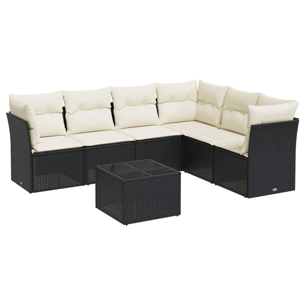Set Divani da Giardino con Cuscini 7pz Nero Polyrattan - homemem39