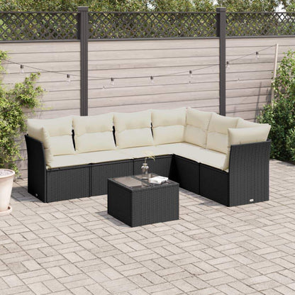 Set Divani da Giardino con Cuscini 7pz Nero Polyrattan - homemem39