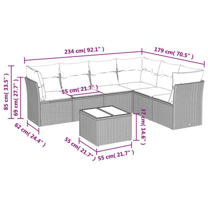 Set Divani da Giardino 7pz con Cuscini Grigio Chiaro Polyrattan - homemem39