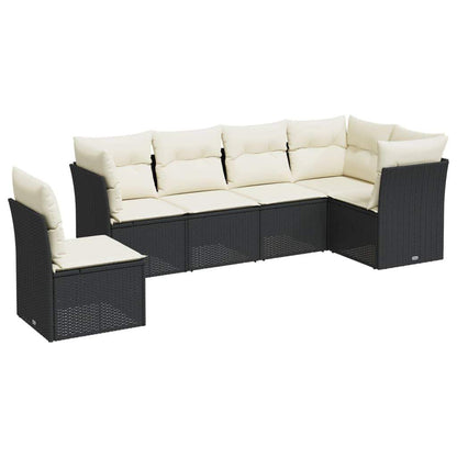 Set Divano da Giardino 6 pz con Cuscini Nero in Polyrattan - homemem39