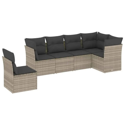 Set Divano da Giardino 6pz con Cuscini Grigio Chiaro Polyrattan - homemem39