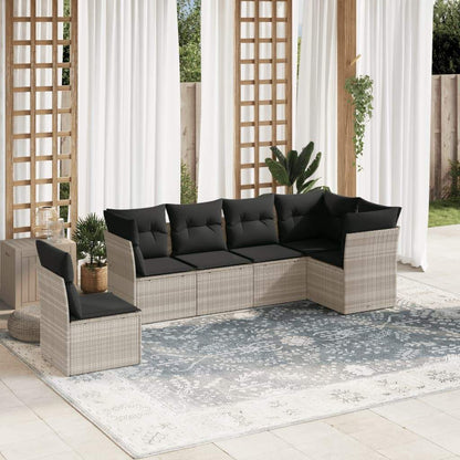 Set Divano da Giardino 6pz con Cuscini Grigio Chiaro Polyrattan - homemem39