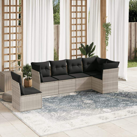 Set Divano da Giardino 6pz con Cuscini Grigio Chiaro Polyrattan - homemem39