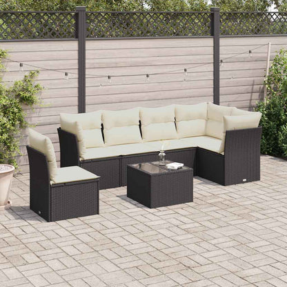 Set Divani da Giardino con Cuscini 7pz Nero Polyrattan - homemem39