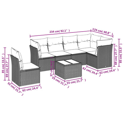 Set Divani da Giardino 7 pz con Cuscini Beige in Polyrattan | homemem39