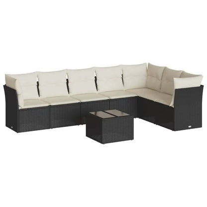 Set Divani da Giardino con Cuscini 8 pz Nero in Polyrattan - homemem39