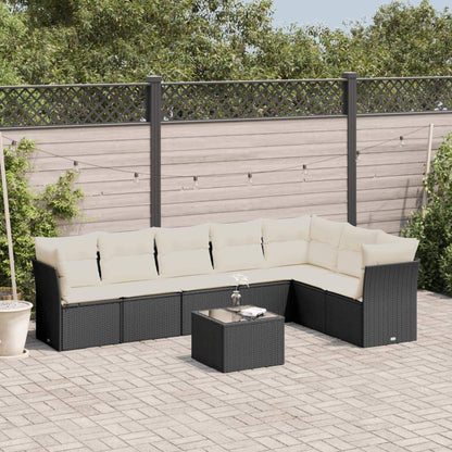 Set Divani da Giardino con Cuscini 8 pz Nero in Polyrattan - homemem39
