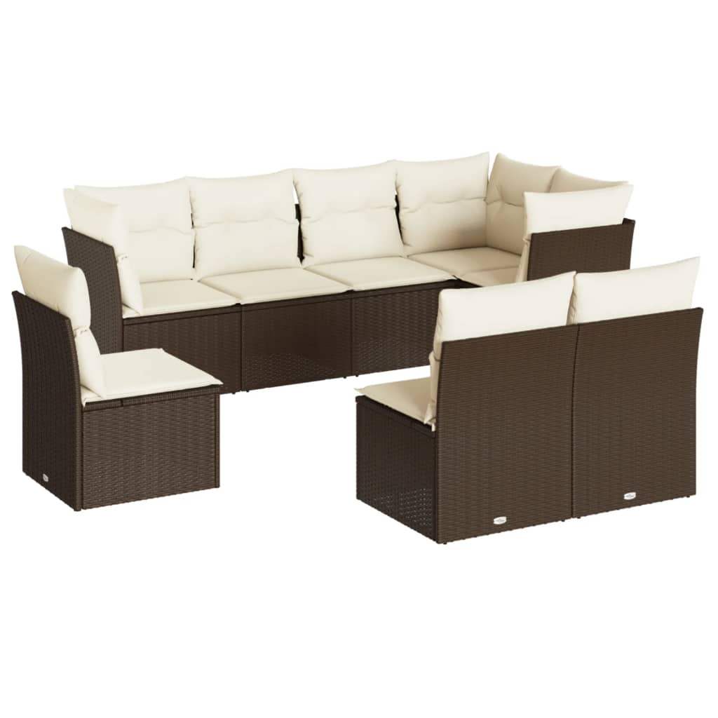 Set Divani da Giardino 8 pz con Cuscini Marrone in Polyrattan - homemem39