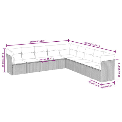Set Divani da Giardino 9 pz con Cuscini Nero in Polyrattan | homemem39