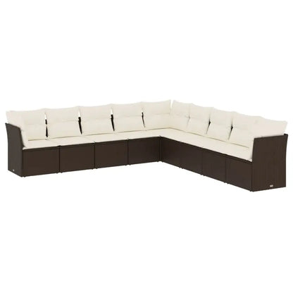 Set Divani da Giardino 9pz con Cuscini Marrone in Polyrattan - homemem39