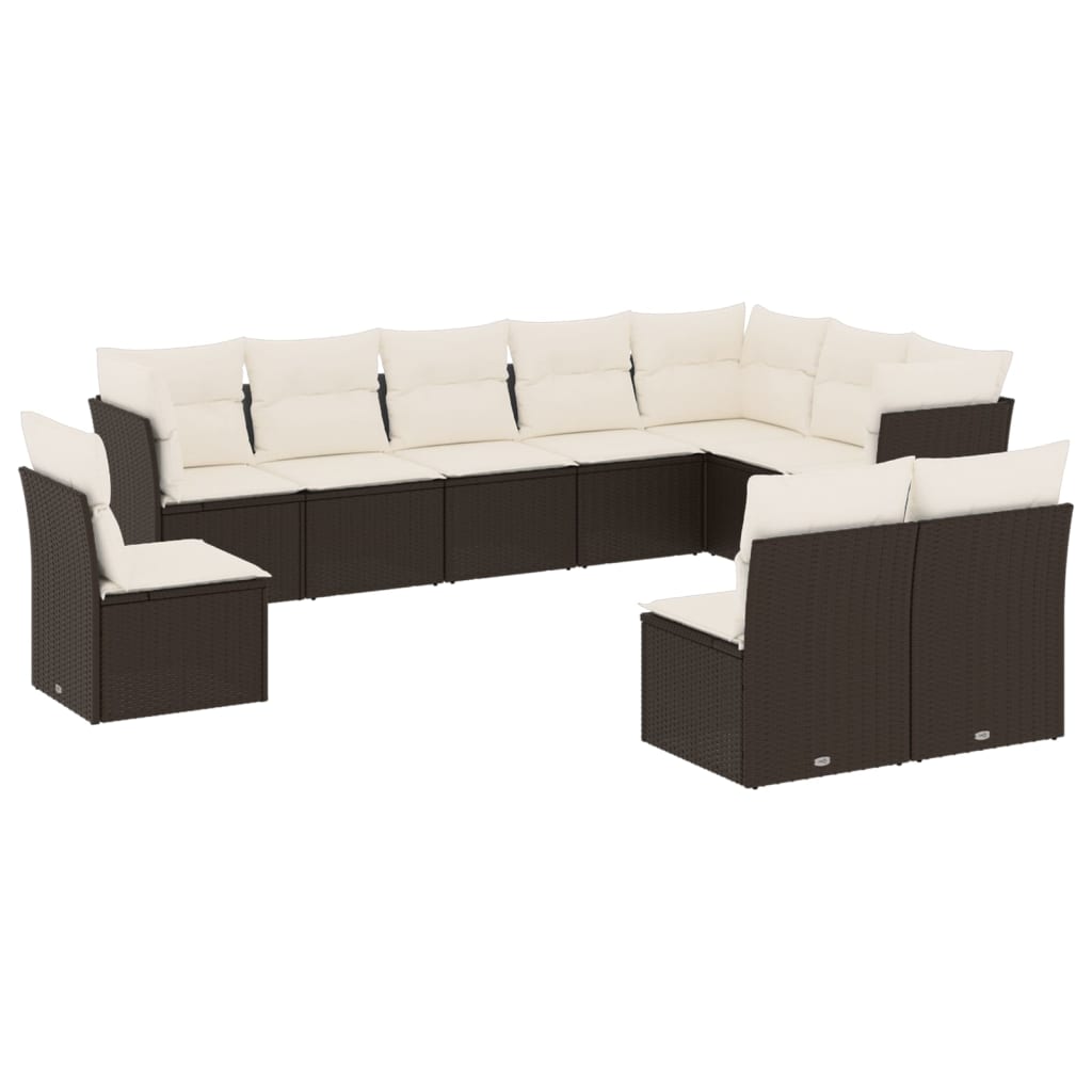 Set Divani da Giardino 10pz con Cuscini in Polyrattan Nero - homemem39