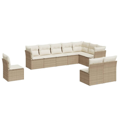 Set Divano da Giardino 10 pz con Cuscini Beige in Polyrattan | homemem39
