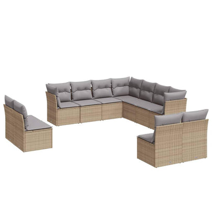 Set Divani da Giardino 11 pz con Cuscini Beige in Polyrattan - homemem39