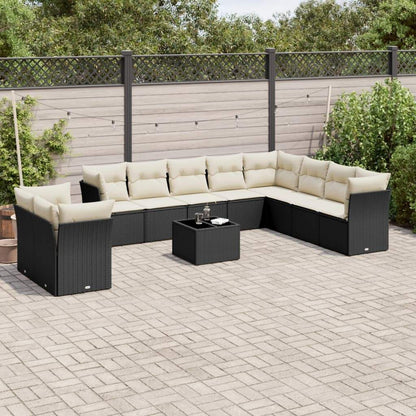 Set Divani da Giardino 11 pz con Cuscini in Polyrattan Nero - homemem39