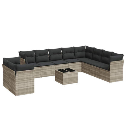 Set Divani da Giardino 11 pz con Cuscini in Polyrattan Grigio - homemem39