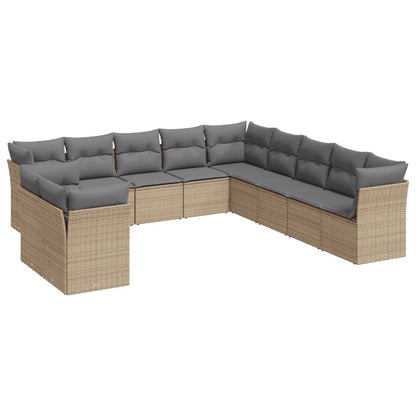 Set Divani da Giardino 11 pz con Cuscini Beige in Polyrattan | homemem39