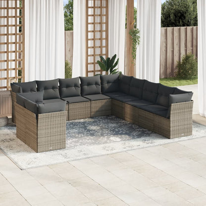 Set Divani da Giardino 11 pz con Cuscini in Polyrattan Grigio | homemem39