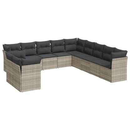 Set Divani da Giardino 11 pz con Cuscini in Polyrattan Grigio - homemem39