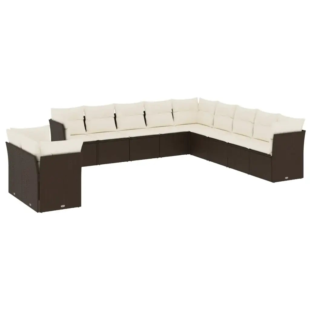 Set Divani da Giardino 11 pz con Cuscini Polyrattan Marrone - homemem39