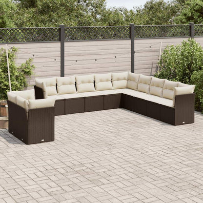 Set Divani da Giardino 11 pz con Cuscini Polyrattan Marrone - homemem39